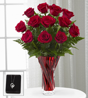 The FTD Anniversary Rose Bouquet with Heart Pendant