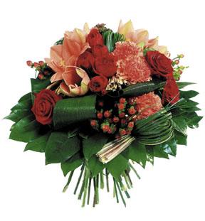 Round Bouquet in Red & Orange Colours